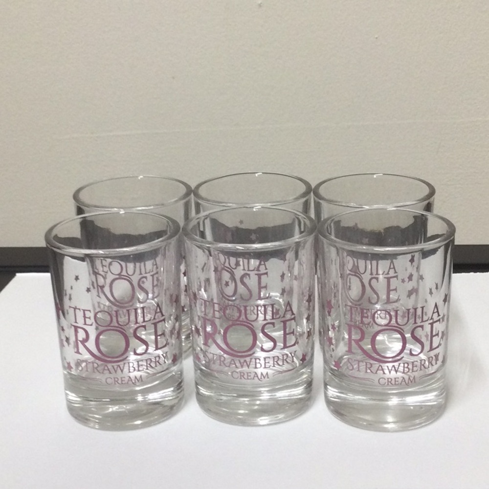 New 6 Tequila Rose Strawberry Cream Shot Glasses